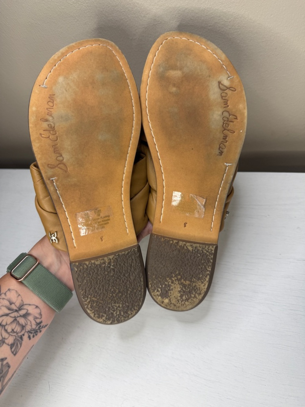 Sam Edelman Garson Slide Sandal Knotted Leather Cushioned Sz 8 - Picture 10 of 13